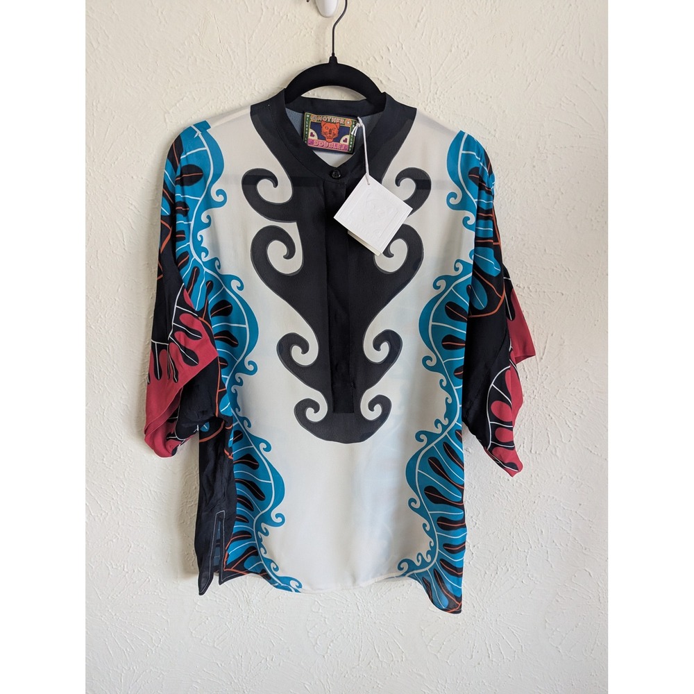 La DoubleJ x Mother Estelle‎ blouse size XL silk crepe print NWT $730 - Picture 3 of 8